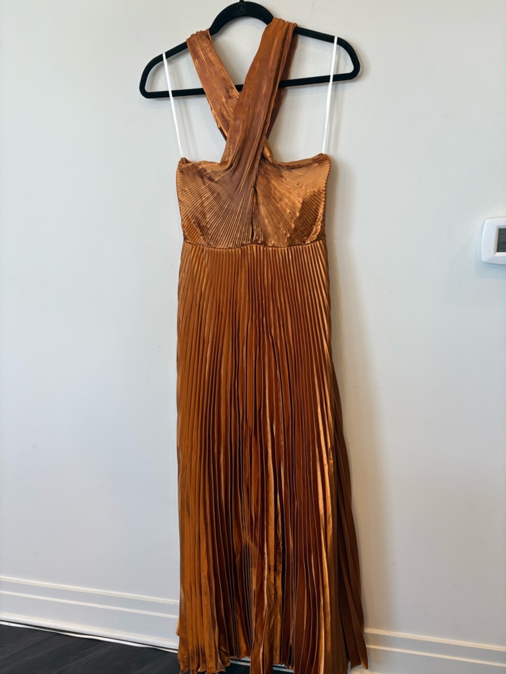 Baltic Born Sandra Pleated Metallic Copper Maxi Dress ALC STYLE Medium NWT - Picture 3 of 8